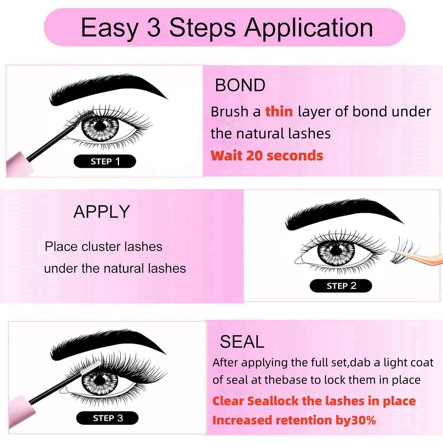 Summer Natural Look Lash Clusters Extensions Set, DIY Cluster Lash, Volume False Eyelashes & Eyelash Tweezers & Eyelash Glue & Lash Remover, Professional Makeup Accessories for Women, Back To School Lashes Extension Kit