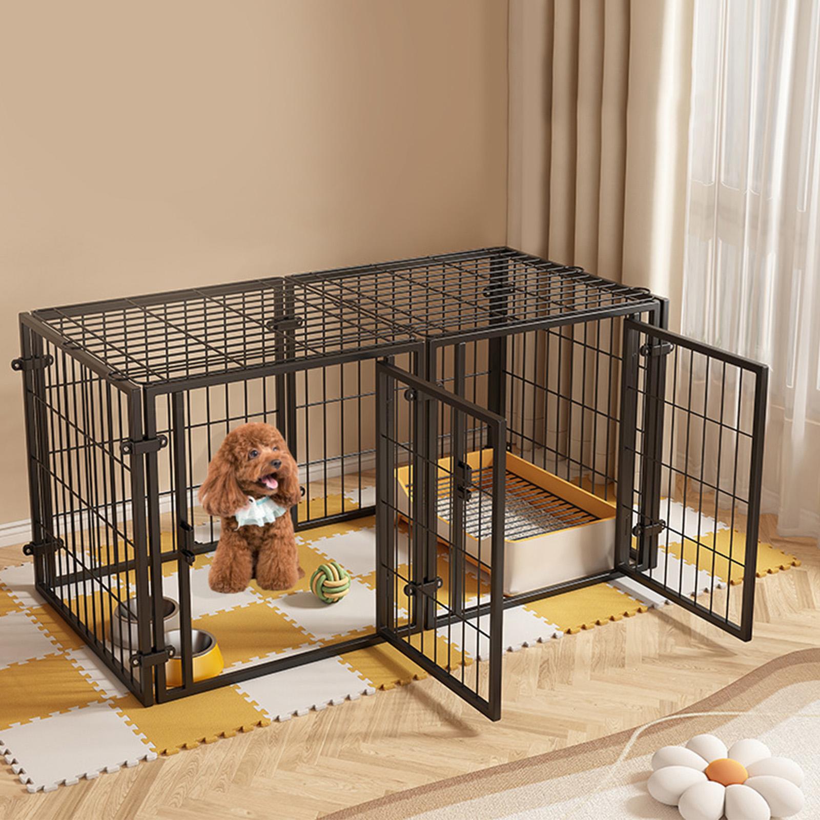 48 Inch Puppy Playpen Easy Assemble Heavy Duty Wire Dog Crates Metal Grid Dogs Cage Kennel Stackable for Puppy/Small Dog/Rabbit/Pig