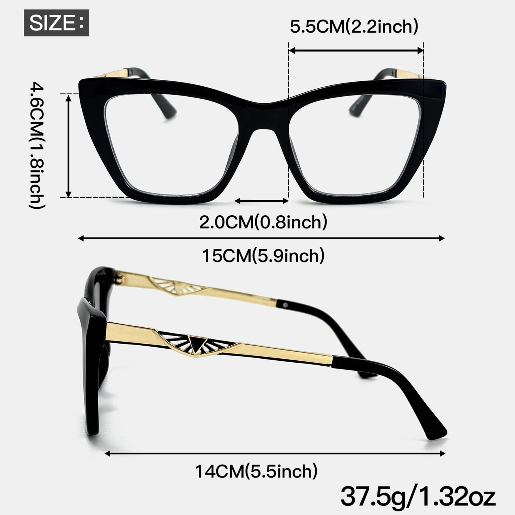 Cat Eye Reading Glasses for Men and Women, Vintage Clear Transparent Computer Readers, Magnification +1.0 to +4.0, Includes Case and Cloth
