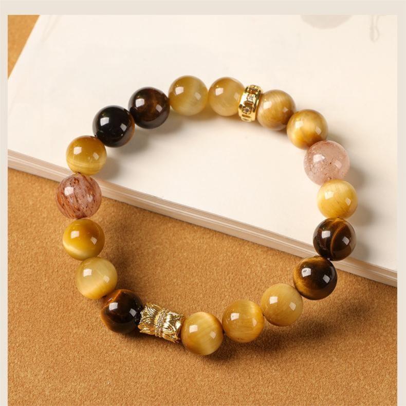 [Fortune Star Gathering] crystal bracelet, golden tiger eye tiger eye super seven, unisex, daily wear gift, natural stone gold accents, wealth prosperity good luck symbol