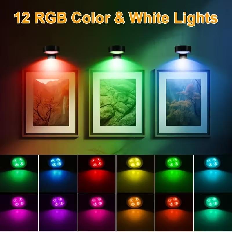 Battery-Powered Wireless Magnetic RGB Picture Light, Picture Frame Light, Adjustable Brightness with Timer, Ideal for Art Displays and Decoration