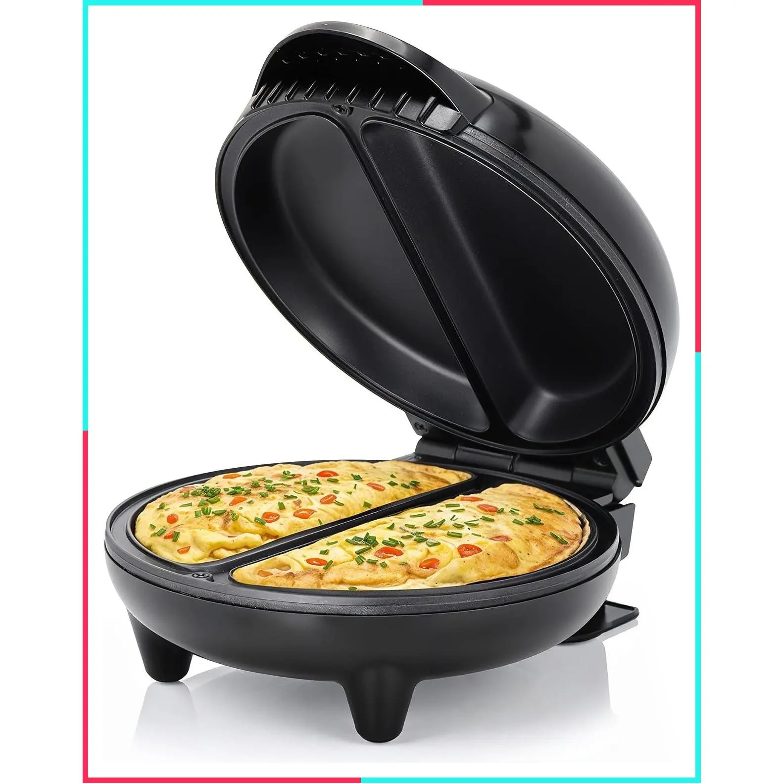 EOM205 Non-Stick Omelet & Frittata Maker, 6.5-Inch, Black - Makes 2 Individual Omelets, Frittatas, or Snack Pockets at Once with Steel Cooking Plates for Quick Breakfasts
