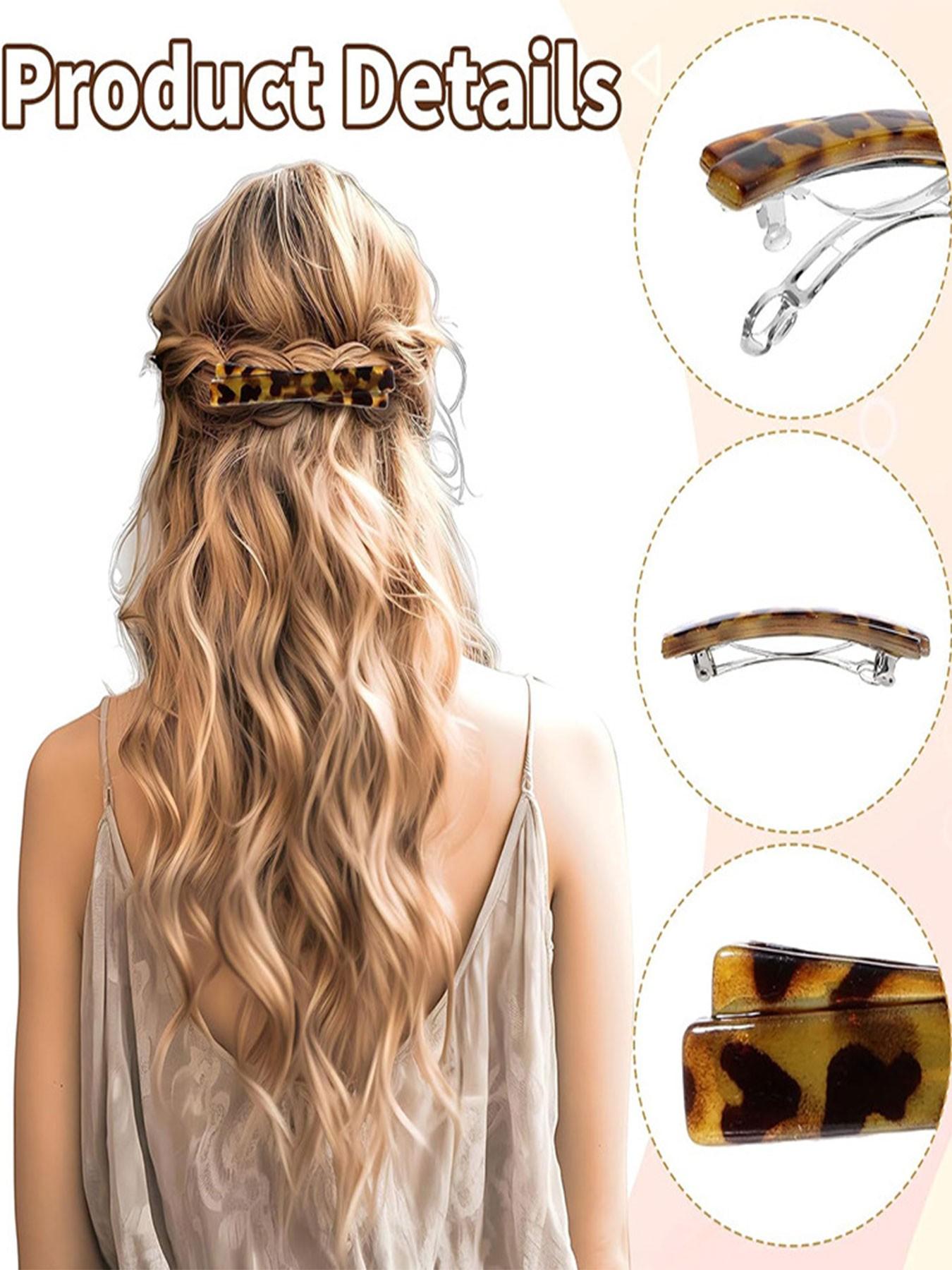 4pcs New Tortoiseshell Leopard Print Hair Clips, French Fashion Vintage Style Bangs Clip, Half-Up Hairstyle Accessories for Women