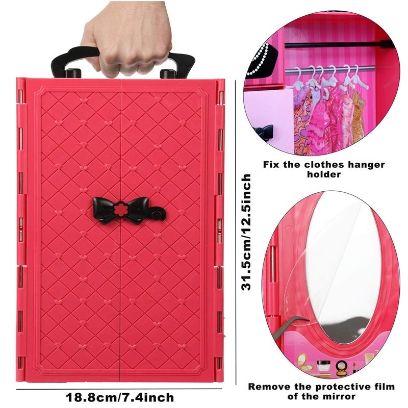 11.5 Inch Doll Accessories, Mini Realistic Closet Wardrobe, Doll Clothes Rack, Shoes, Skirts, Unisex Figurines & Miniatures