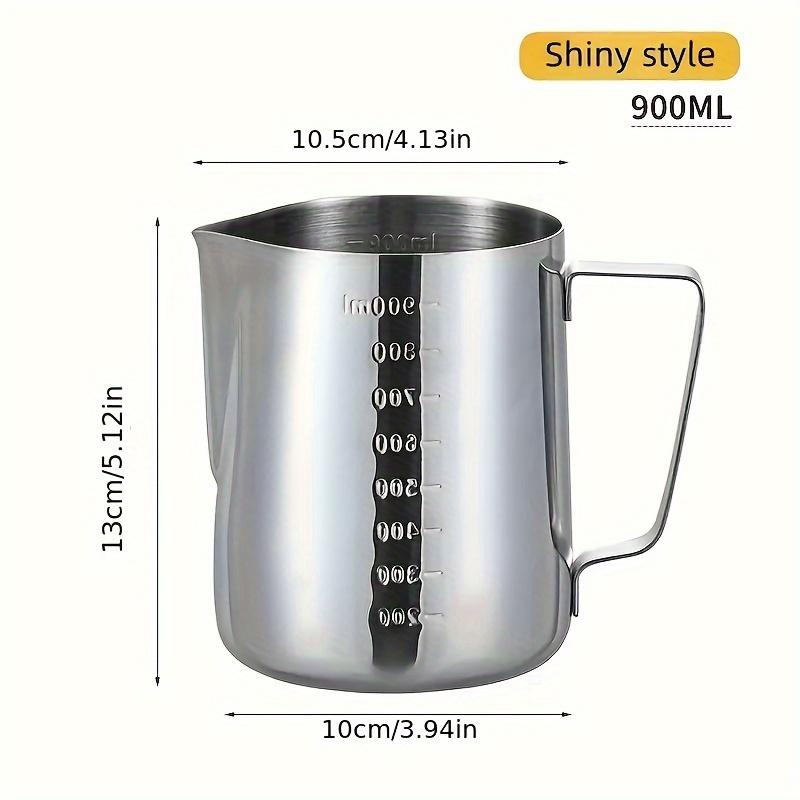 1pc Stainless Steel Measuring Milk Frothing Pitcher With Spout Coffee Shop Milk Steaming Cup For Latte Art & Barista Tools Kitchenware