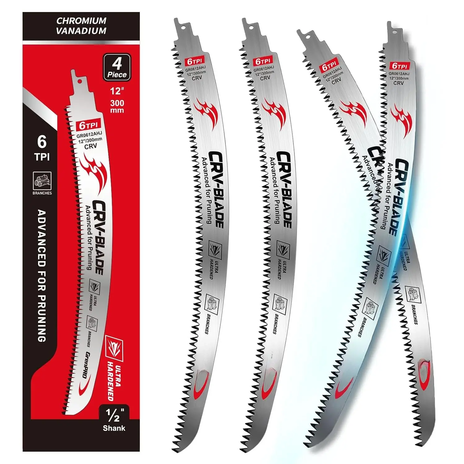 4-Pack   Reciprocating  , 12" 6TPI | Arc  Sawzall Pruning  for  , Tree Trimming, Branch Pruning With Reciprocating Saws