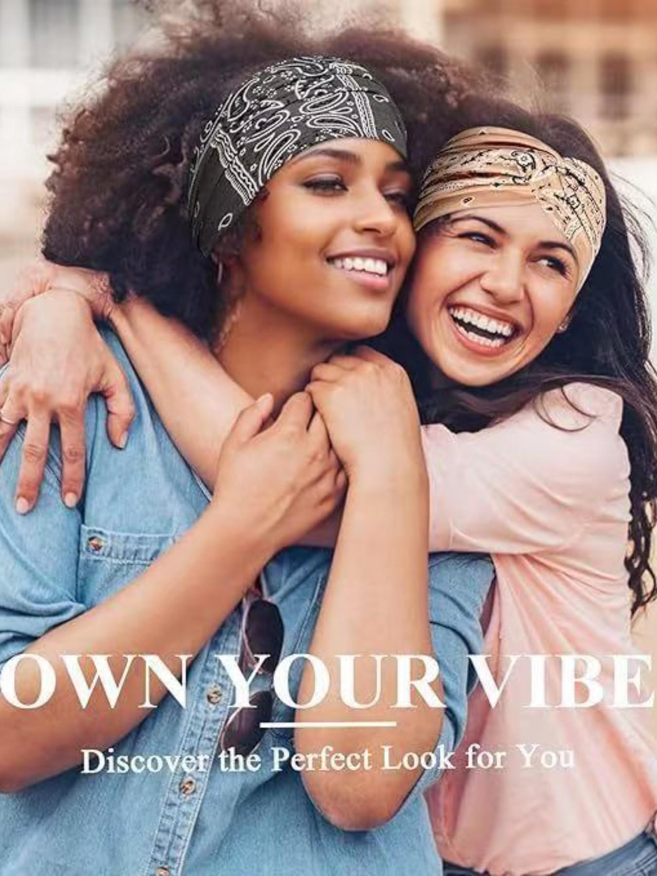 Women's Hairbands 4 Pack, Wide Thin Elastic Boho Dye Knot Headbands, Vintage Style for Sports Yoga Makeup Spa, Fashion Accessories