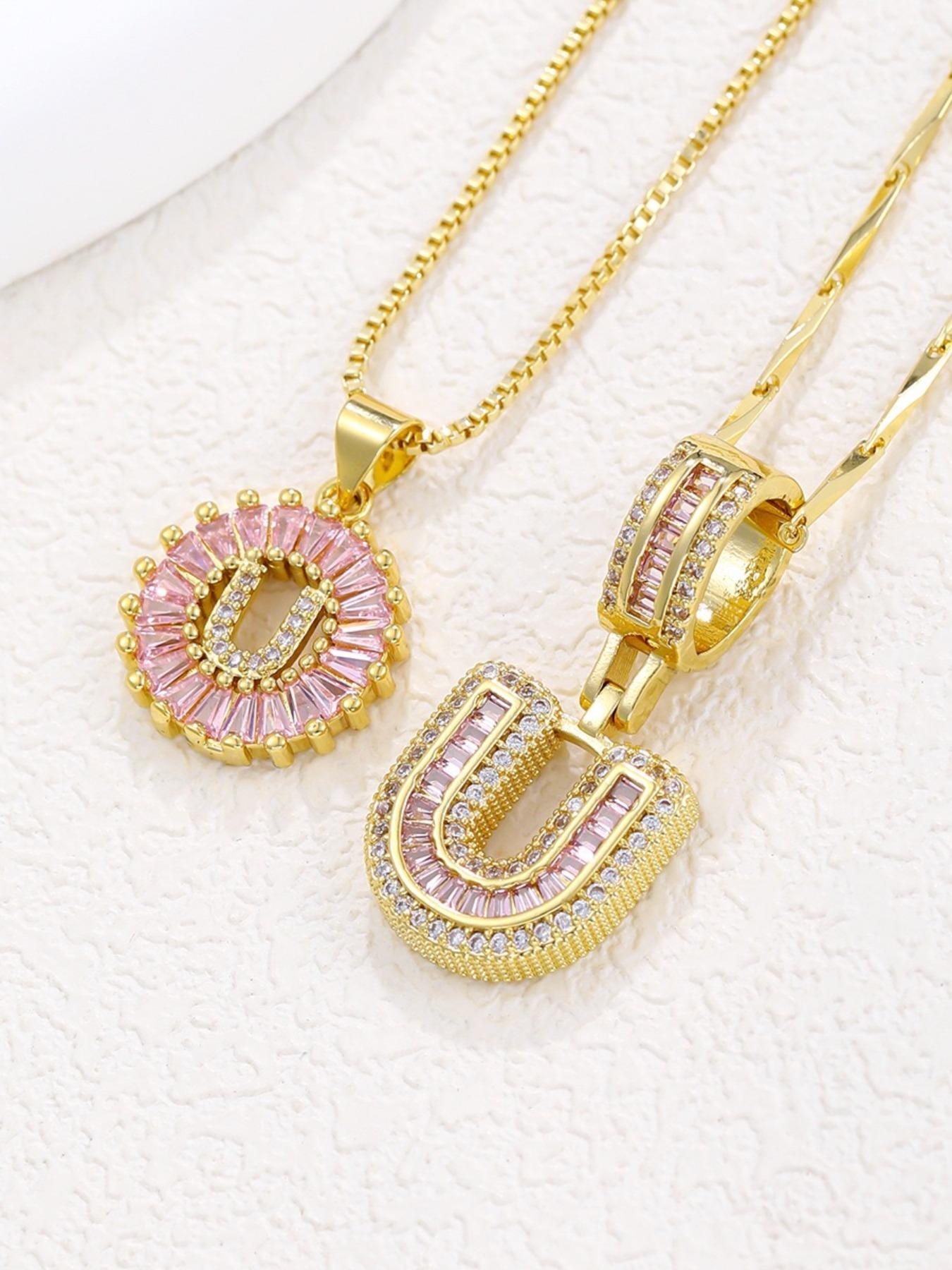 2-Piece Initial Pendant Necklace Set, 14k Adjustable Chain, Fashion Layered Jewelry, Perfect Gift for Women, All Seasons