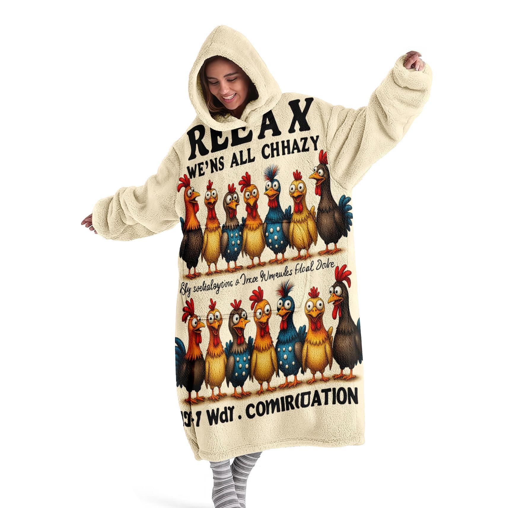 Hooded Blanket Wearable Throw, Patchwork Chicken Hoodie Blanket, Digital Print Flannel Soft Warm Blanket for Sofa Home Leisure Air Conditioning Nap Office Bed Camping Travel Gift，Christmas Gift, Valentine's Day gift #GLOBAL PICKS