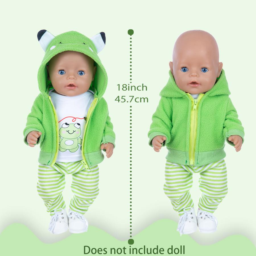 DEARBEI 5 PCS 16-18 inch Baby Doll Clothes Outfit Pajamas for Baby Doll Clothes, 17 Inch Doll and for 18 Inch Girl Doll Outfits 2 Years Old