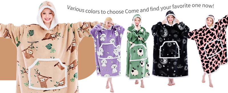 Eyemask Sleeping Oversized Long Wearable Blanket Hoodie for Adult One Size