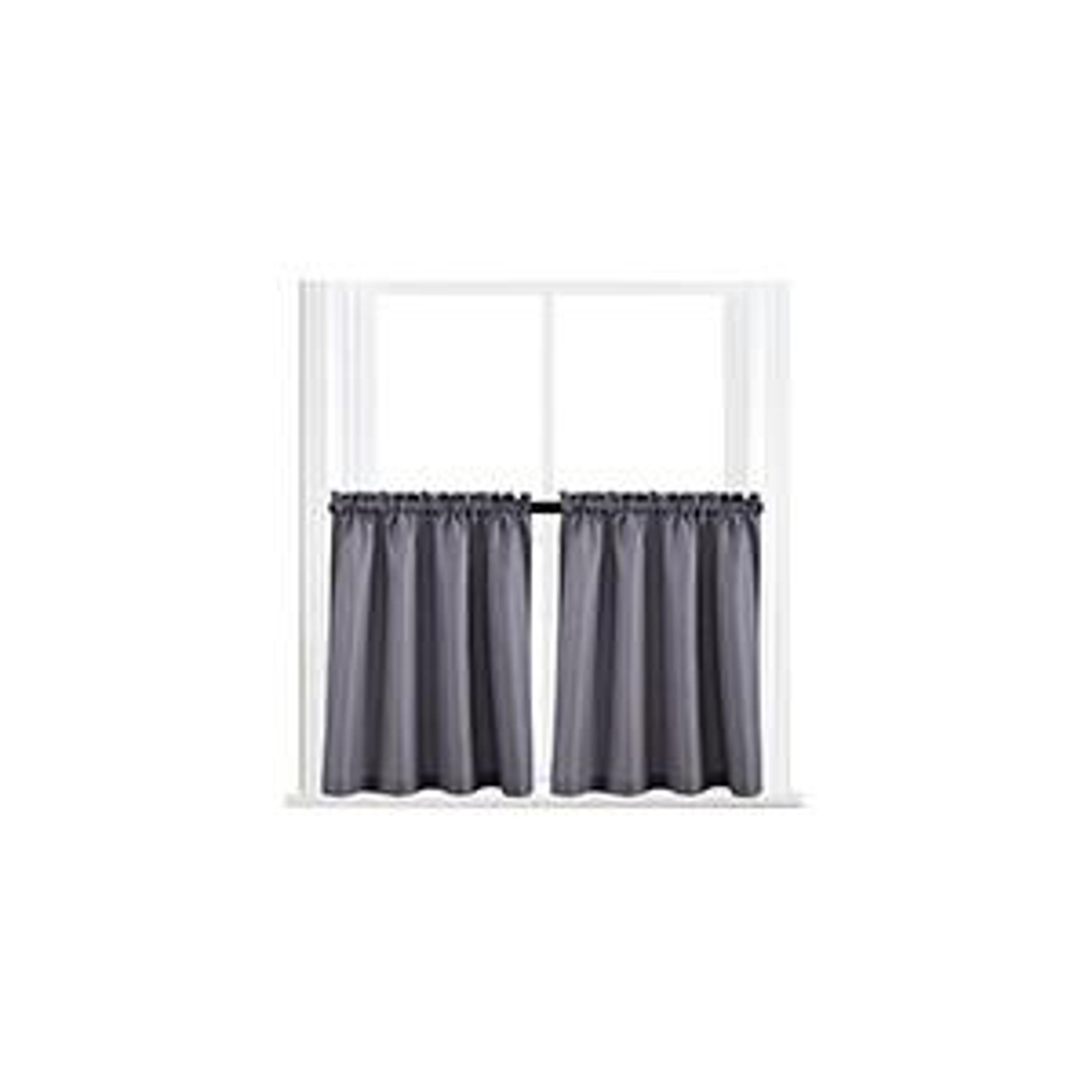 Waffle Weave Textured Bathroom Window Curtains Water Repellent Window Covering Half Window Curtains Kitchen Tiers 24 inch Length, Turquoise, Set of 2