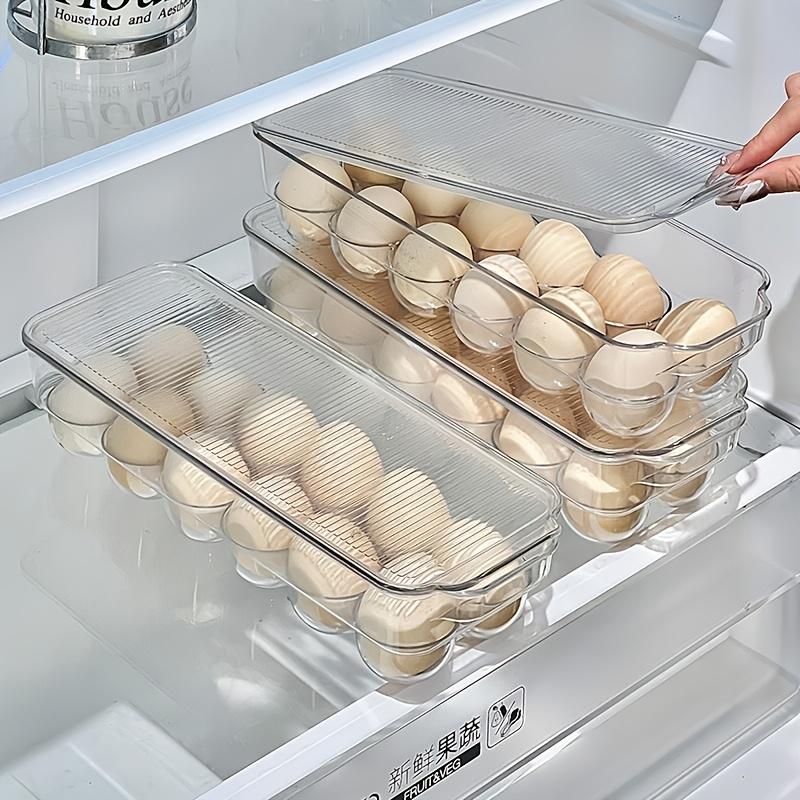 Multifunctional Egg Storage Box for Refrigerator, Transparent Divided Egg Holder, Space-Saving Design, Durable & Easy Clean