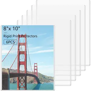 6PCS 8" x 10" Rigid Clear Hard Plastic Print Protectors, Page Sheet Sleeves Photo Holder for Arts, Prints, Autograph Pictures, Photographs, Posters, Birth Certificate Protection