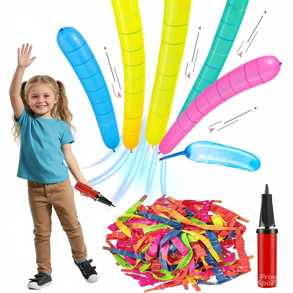100 rocket balloons with two air pumps, colorful giant rocket balloons for parties