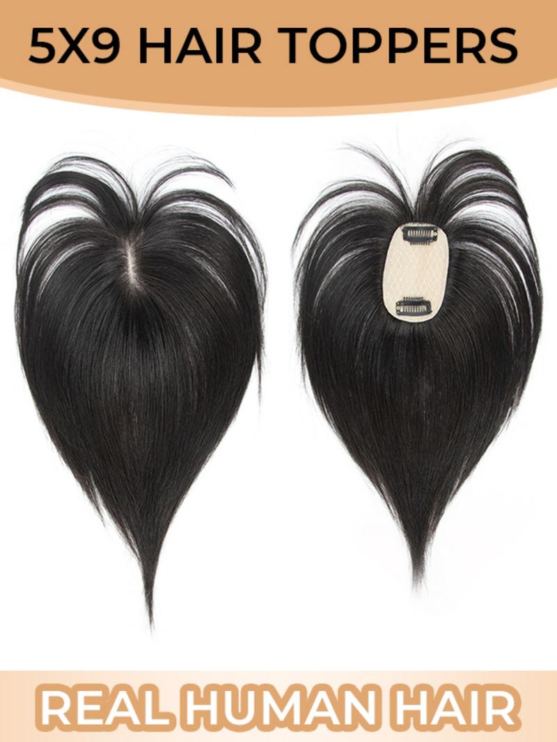 Invisible Human Hair base Toppers 5*9 Human Hair Topper Lightweight Hair Pieces Invisible Hair Extensions For Women Clip In Hair Piece For Women With Thinning Hair As smooth and silky as your own hair Radiant, elegant, and sophisticated
