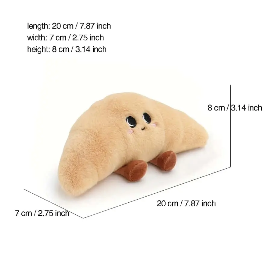 Cute Mini Croissant Cheese Plush Toy, Soft Fluffy Food Shape Doll, Adorable Cartoon Bread Cheese Stuffed Animal, Kids Birthday Gift, Home Decor