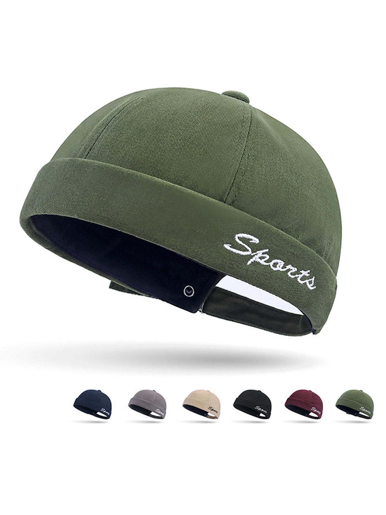 Brimless Cap Unique Men Casual Docker Beanie Watch Cap Rolled Cuff Harbour Hat Adjustable Landlord Hat Sailor No Brim Skull Cap