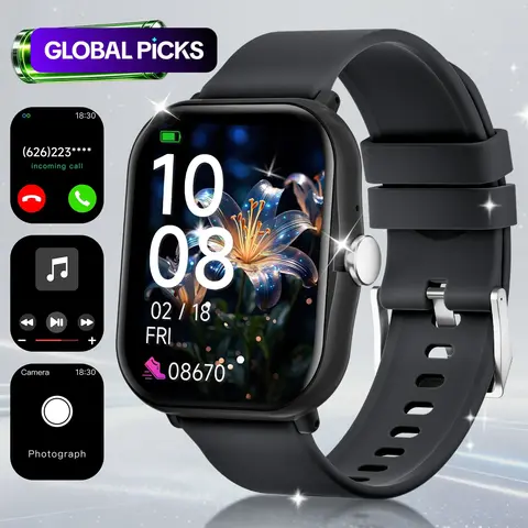 SIMSONLAB Smart Watch, Smartwatch for Fitness, Wireless Calling & Dialing, 1.83-inch HD Touchscreen, Activity Recorder, Pedometer, App Notifications, Camera Control, Multi-Sport Modes, Ideal Gift for Men and Women, Compatible with iPhone Android