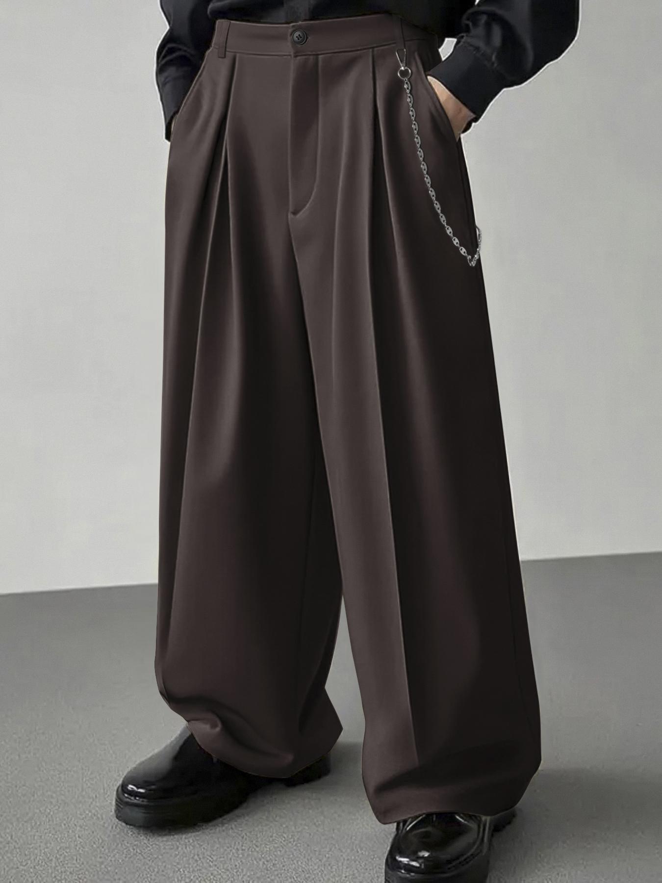 Men's Classic Solid Color Wide-Legged Dragging Pants, Loose Street Fashion Casual Comfy Pocket Trousers for Daily Wear, Trendy Men's Bottoms for All Seasons