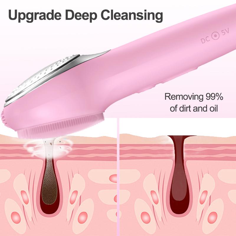 Facial Cleansing Brush Skin Massager Electric Silicone Face Brush USB Cleansing Waterproof Sonic Vibration