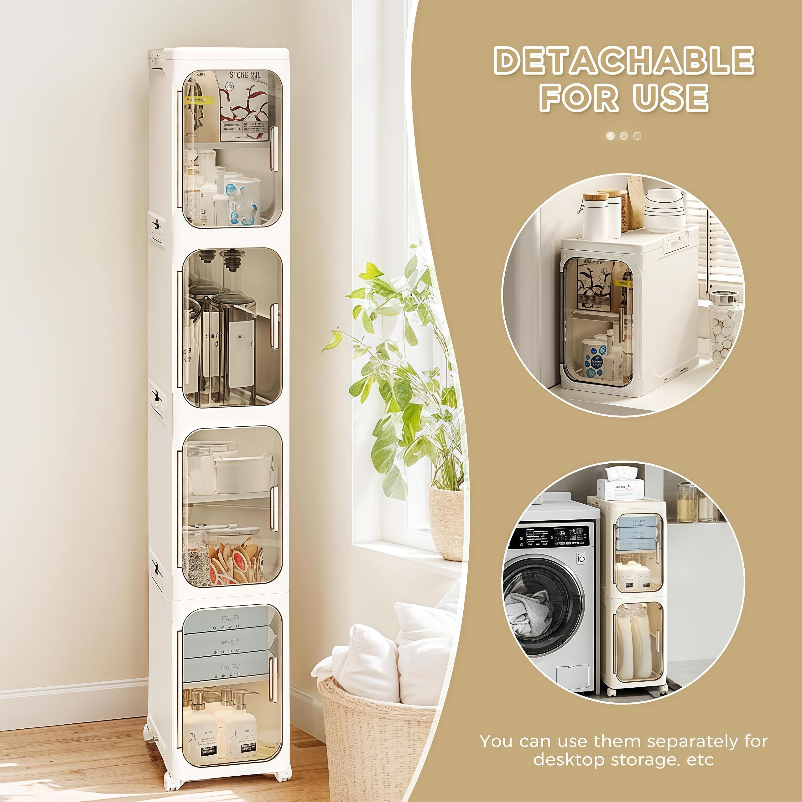 UFORU Narrow Storage Cabinet with Doors Space-Saving Magic! Storage Kitchen Cabinet with Adjustable Shelf Cabinet