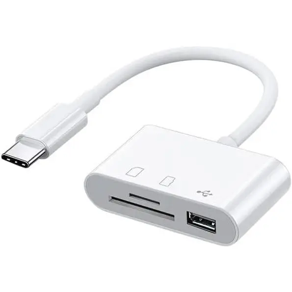 USB C SD Card Reader, USB C to  SD TF Memory Card Reader, 3-in-1 USB Camera Card Reader Adapter
