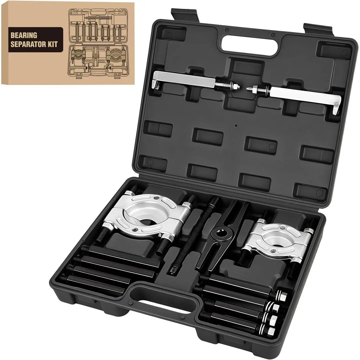 GOOACC 14pcs Bearing Puller Kit, 5 Ton Capacity Bearing Separator with 2" and 3" Jaws, Wheel Bearing Removal and Hub Axle Puller Set, Heavy Duty Gear Splitter Tool Kit, Pinion Pullers with Case, Black  #toolupgrade toolupgrade