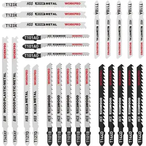 25-Piece T-Shank Jig Saw Blade Set with Storage Case, Made with HCS/HSS/BIM, Assorted Blades  Wood, Plastic and Metal Cutting