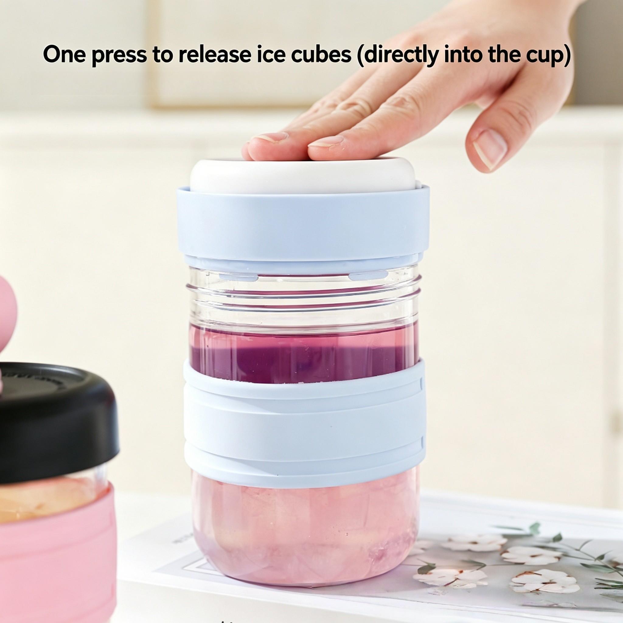 1 Piece Large Capacity Press Ice Cube Cold Brew Cup, Food-Grade Material Leak-Proof Seal, With Straw Easy Release, 2-in-1 Ice Making & Cold Brew, For Commute Outdoor Office Special Portable Practical High-Value