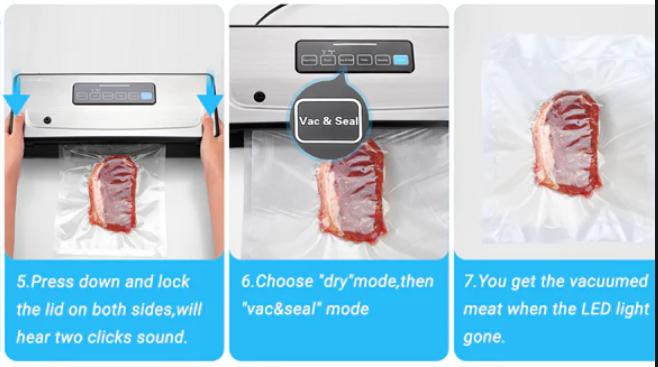 INKBIRD Durable vacuum sealing machine, 1 multifunctional food vacuum sealing machine, suitable for storing meat, vegetables, kitchen utensils, INK-VS02 meal prep containers