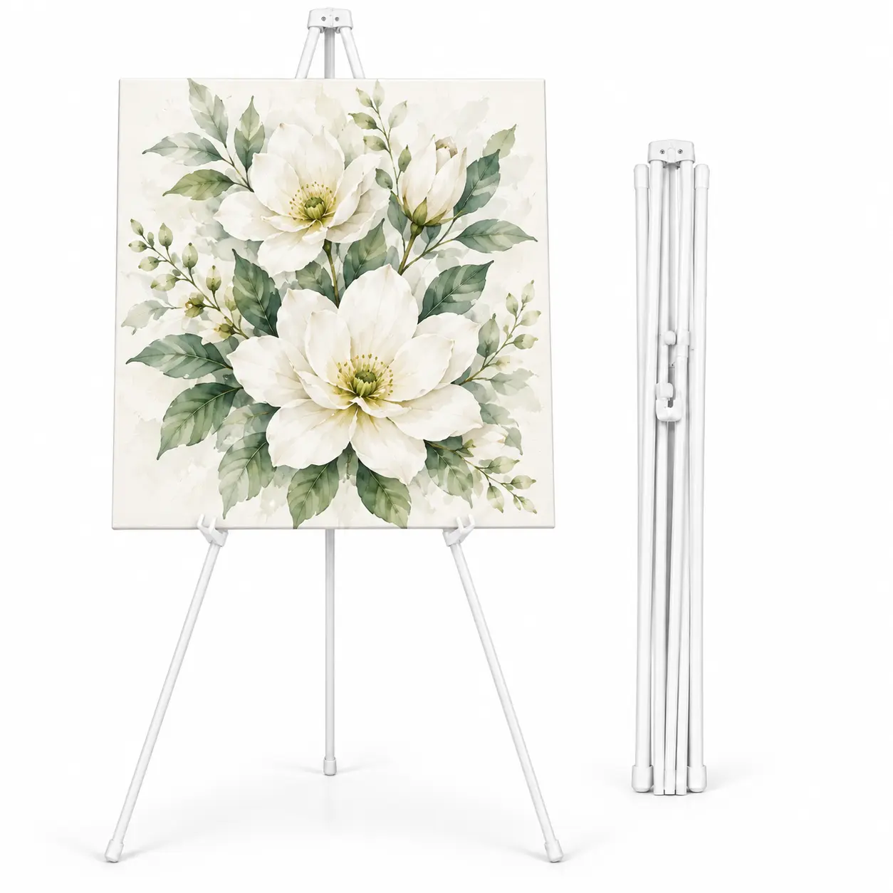 Instant Easel Stand,66.14 Inch Metal Tripod Display Holder For Wedding Sign,Portable Folding Poster Stand No Tools Setup,Adjustable Height 70-110cm,Canvas Art Easel For Apartment,Dorm,Art Class,Bridal Shower,Party Decor,Black White,37cm Folded Storage