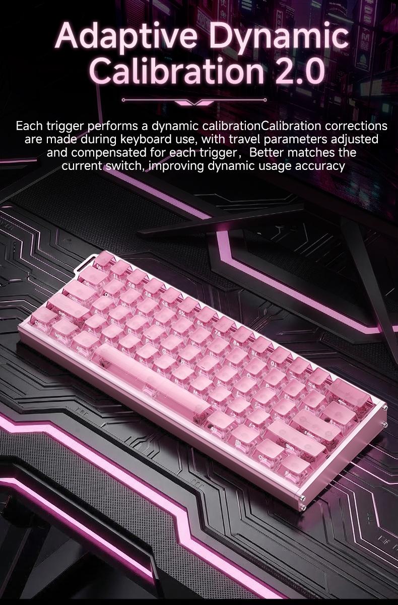 AJAZZ ALUX60 TITAN wired esports gaming mechanical keyboard silver ear switch pink transparent keycap 8K return rate wired plug and play computer office keyboard RGB DIY support multiple systems suitable for gaming and office