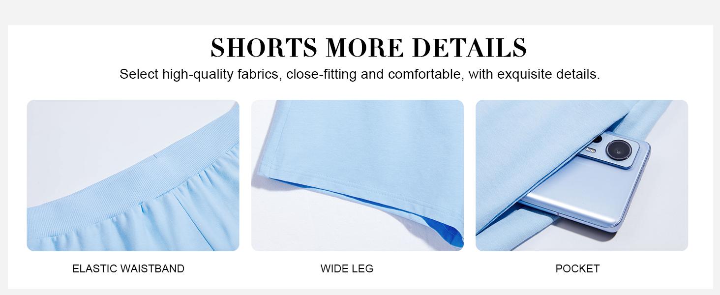 FMEYOA Womens Casual Comfy 2 Piece Outfits 3/4 Sleeve Tops and Elastic Waist Shorts Lounge Sets Loungewear