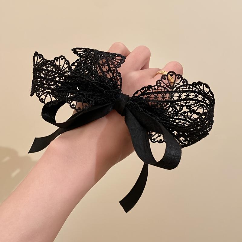 1 piece of black lace ribbon bow headband, bow headband hair accessory, retro black lace headband, suitable for tying hair, available in 4 seasons, suitable for Christmas, Halloween, Christmas Eve, birthday and New Year gifts