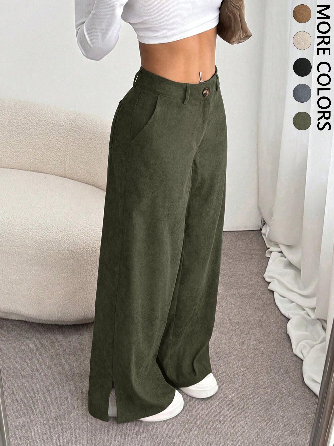 Women's Casual Pants Vintage High-End Split Wide Leg Loose Corduroy Long Pants, Comfortable and Stylish, Aesthetic, Perfect for Daily Wear Valentine's Day