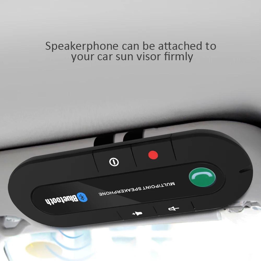 Bluetooth Speaker Handsfree Car Kit Sun Visor Clip Wireless Audio Receiver Speakerphone Wireless Stereo MP3 Music Player Retro TV Shape Phone Screen Amplifier morning blues Smart Voice Assistant Headset with ENC