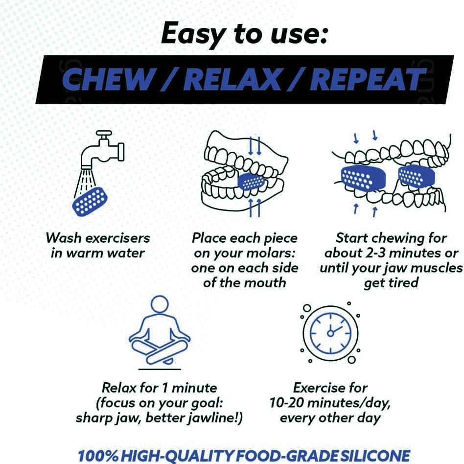 Unisex Jaw Exerciser Set, Jawline Trainer, Jaw Enhancer, 3 Resistance Levels (6 Pieces), BPA-Free Silicone, Ideal for Beginners, Intermediate, and Advanced Users