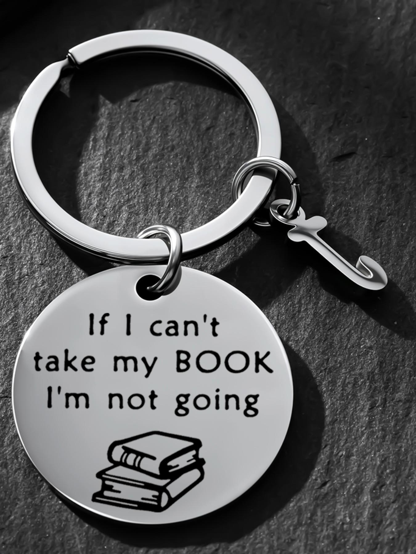 Personalized Initial Keychain, Funny Book Lover Gift, Bookworm Gift, Birthday Christmas Gift, Bibliophile Gift, Book Club Gift