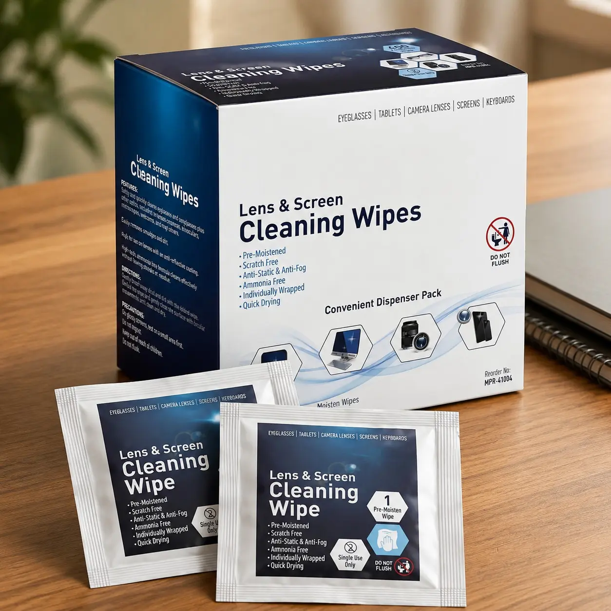 Anti-Fog Lens and Screen Cleaning Wipes for Eyeglasses and Touch Screens, Premoistened, Anti-Static, Quick-Dry, 200 CountGift