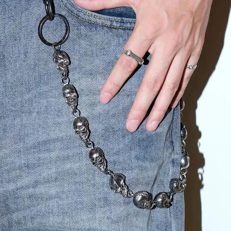 Unisex Metal Skull Wallet Chain - Gothic Punk Hip Hop Wear Accessory, Dark Aesthetic Leisure Outdoor Jewelry, Women's Accessories, Accessories For Women