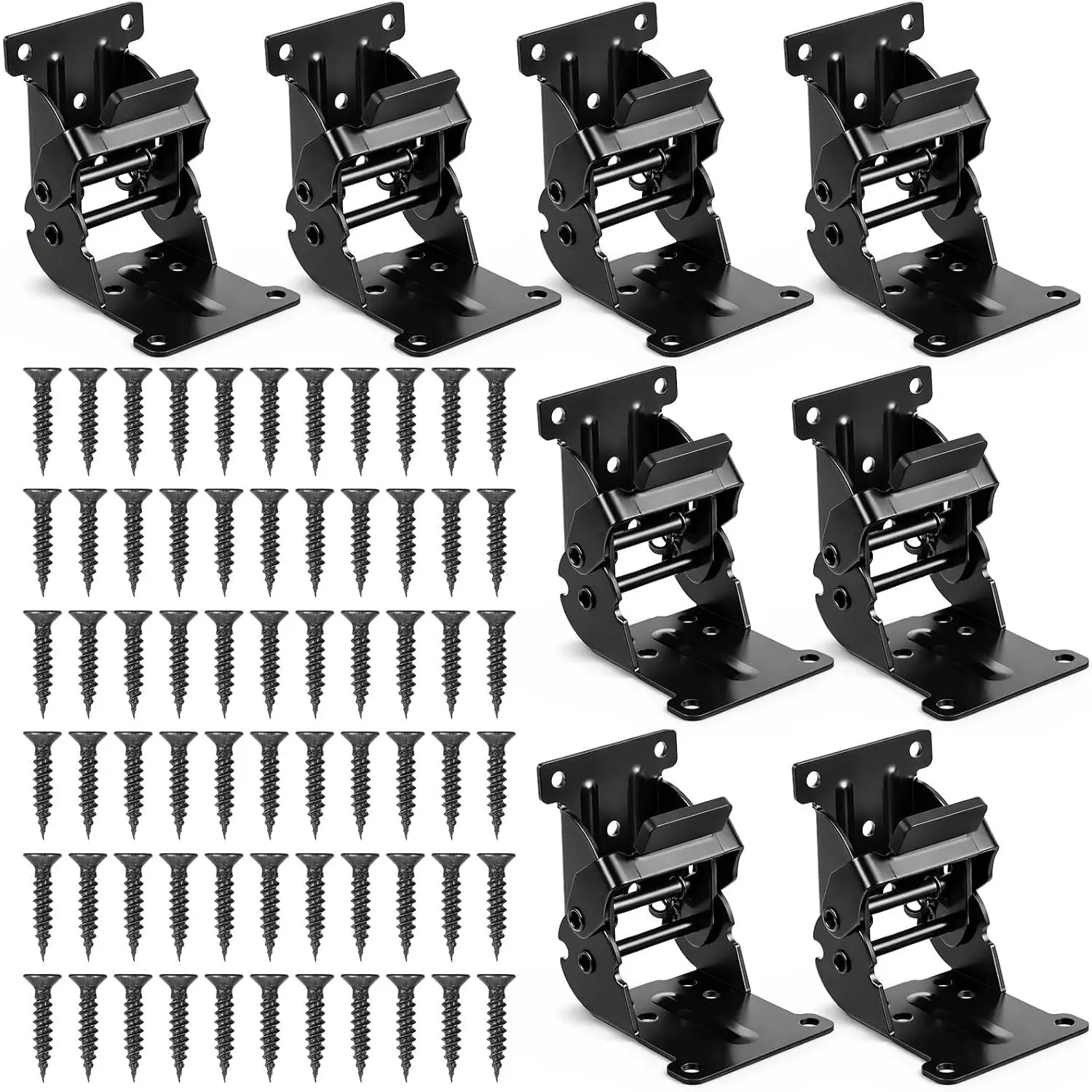 8-Pack Locking Hinges for Folding Tables, Brackets with Screws, Heavy-Duty Hardware Supports 500lbs, Brackets + Screws