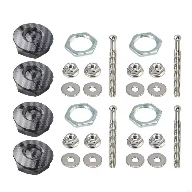 4pcs Universal Aluminum Push Button Billet Quick Release Car Front Bumper Hood Pin Engine Bonnet Lock Latch Clip Body Kit