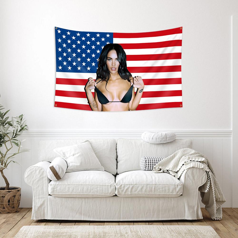 American Patchwork Flag Banner, 3x5 Feet Suitable for College Dorms, Men's Cave Wall Flag with 4 Brass Rings, Indoor Wall Decoration, Home Bedroom Decor, Home Decor Supplies