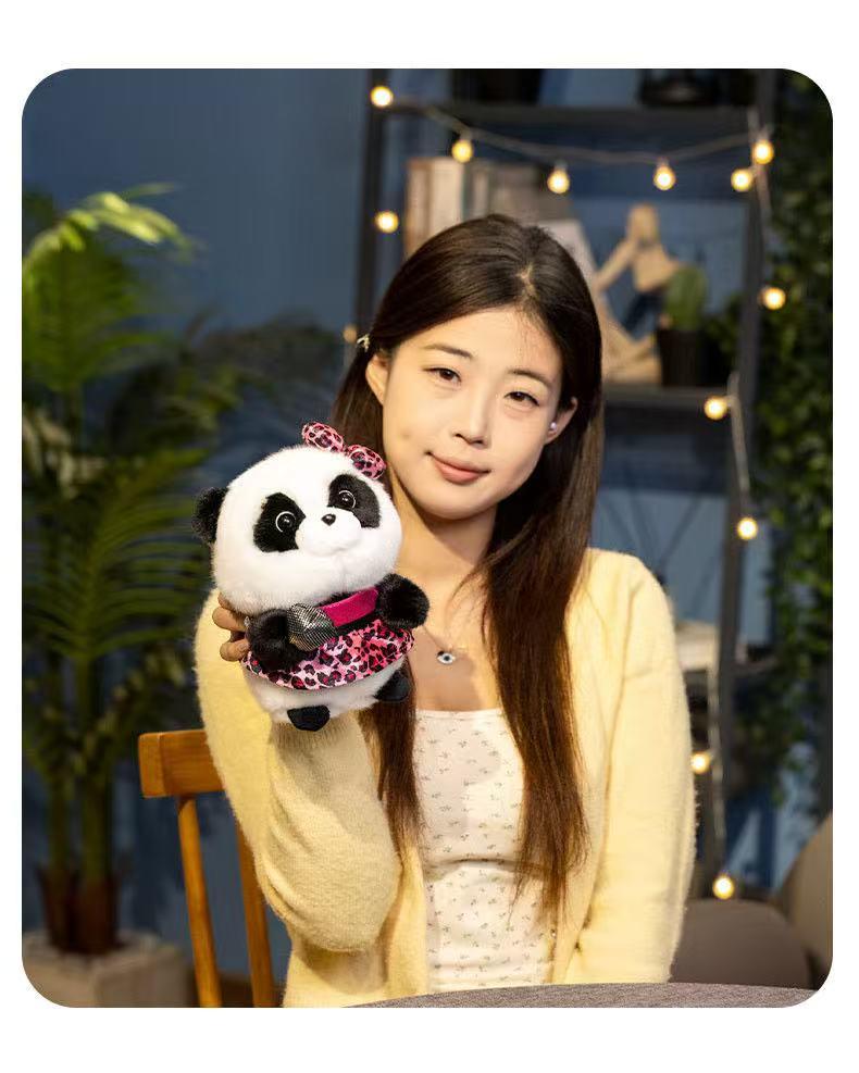 18cm New Simulated Music Panda Doll Stuffed Plush Toy Pillow Handmade Cartoon Anime Suitable Children's Birthday Gift Fun Doll