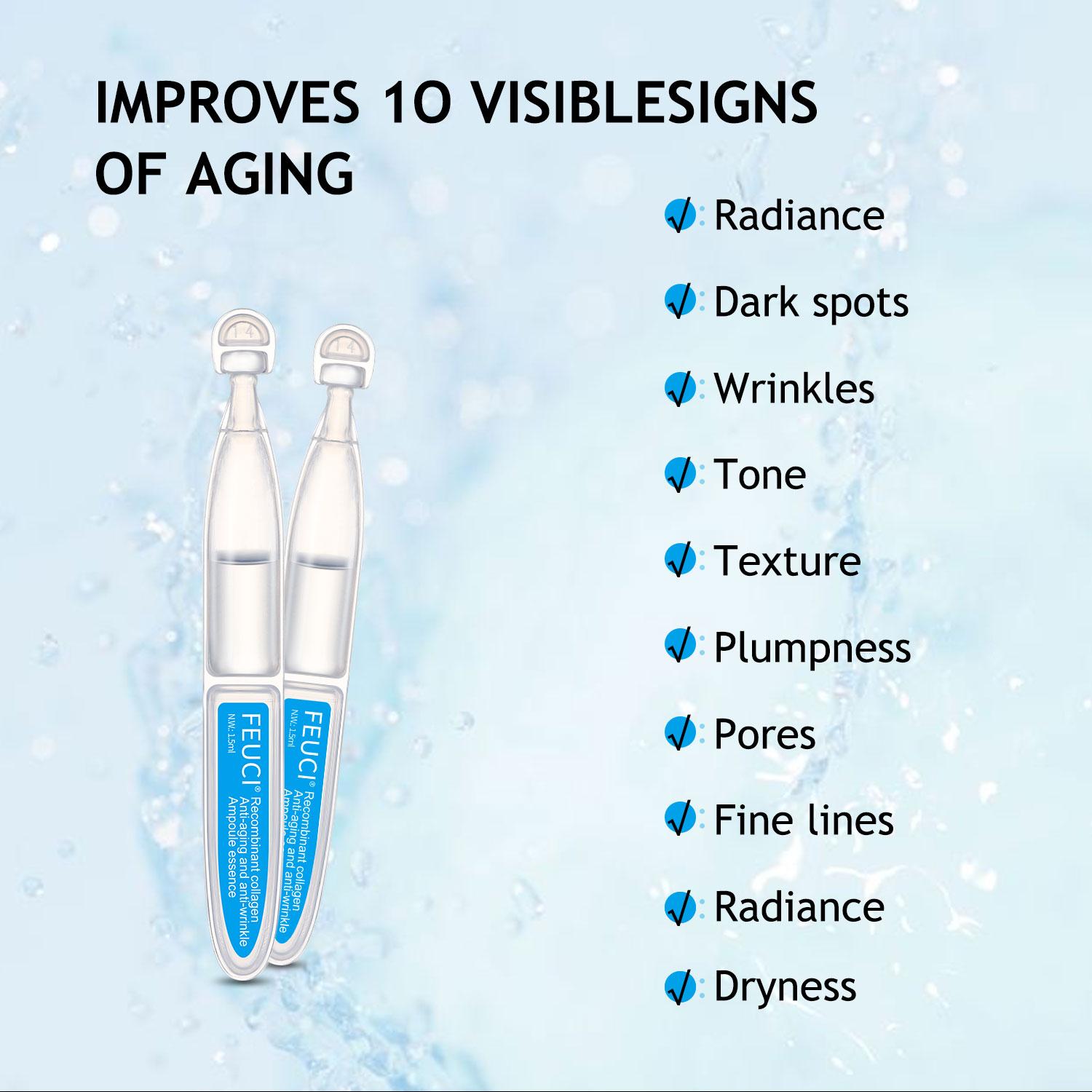FEUCI Anti-Aging Collagen Serum for Mature Skin - 60-Piece Set with Elastin Peptide, Vegan, Fragrance-Free, Boosts Natural Collagen, Reduces Wrinkles, Leaves Skin Smoother