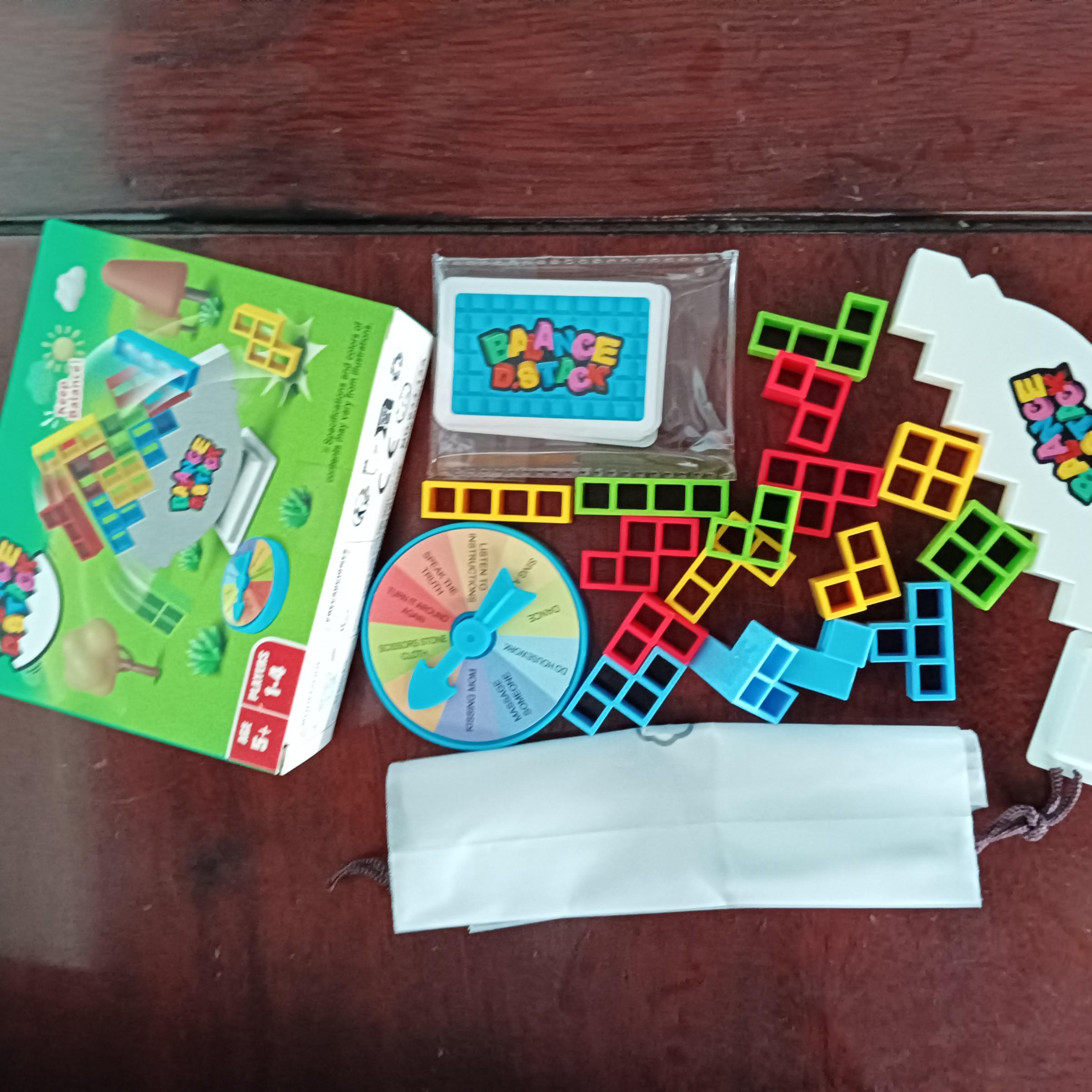 Balance Tower Stacking Game, Family Game: Fun Interactive Tabletop Toy Suitable for Children and Adults, Includes 16/48 Blocks, 22 Cards, 1 Support Plate, 1 Base, 1 Penalty Plate, Fun Party Prop, Great Gift for Halloween, Christmas, Birthdays