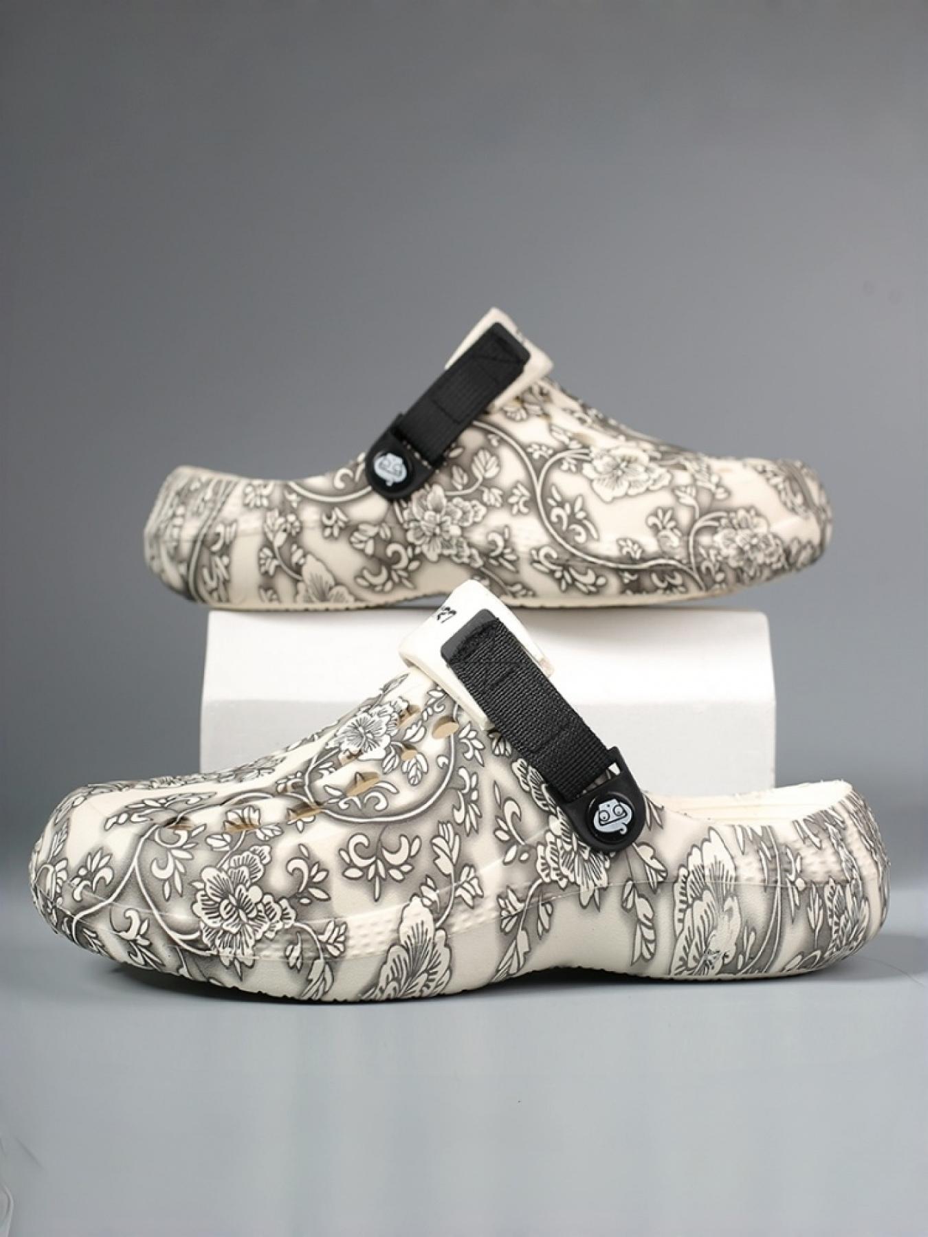 2 Colors+Men's Large Size Patterned Clogs - Comfortable Upper+Anti-Slip Outsole+Size 40-47 Men's Range Suitable for Daily Streetwear+Home Leisure, Breathable & Comfortable+Anti-Slip & Wear-Resistant