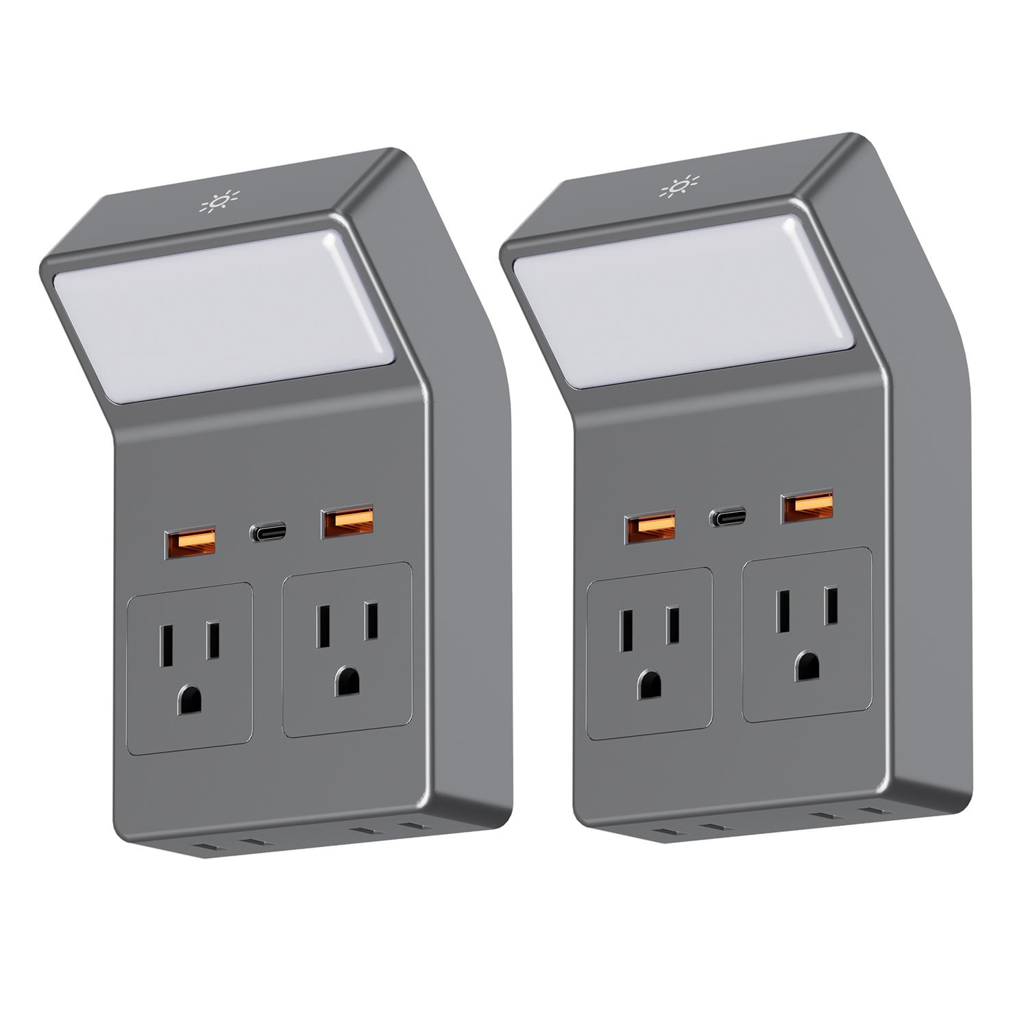 Smart Remote Control Night Light Socket, 4ac+4usb Fast Charging, Wall Plug Night Lamp, Adjustable 3 Colors, Timer Function, Fireproof Certified