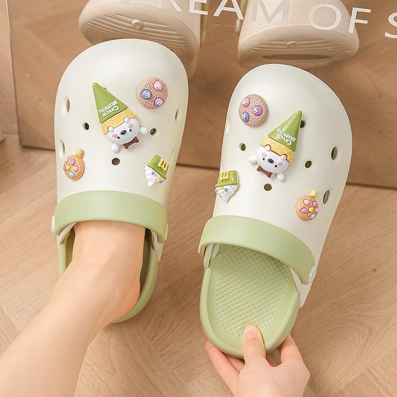 Summer Ice Cream Cookie Beach Sandals, Casual Eva Material, Less Than Ankle Height, All Seasons Wear, Solid Pattern, Comfortable Footwear